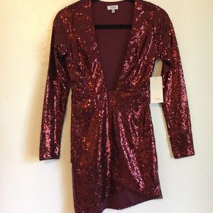 NWT Wine Tobi sequin bodycon dress